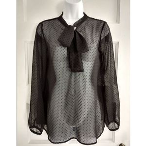 Cute and professional black pussy bow blouse by Zara! Sz M